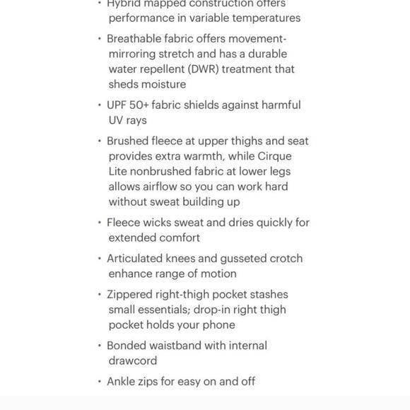 Outdoor Research Methow Fuzzy Lined Legging Pants S/P - Picture 4 of 7